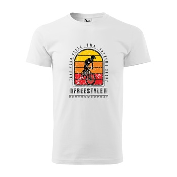 Tricou alb barbati, idee de cadou, pentru biciclisti de BMX, Extreme Sport, marime M Tricou alb barbati, idee de cadou, pentru biciclisti de BMX, Extreme Sport, marime M