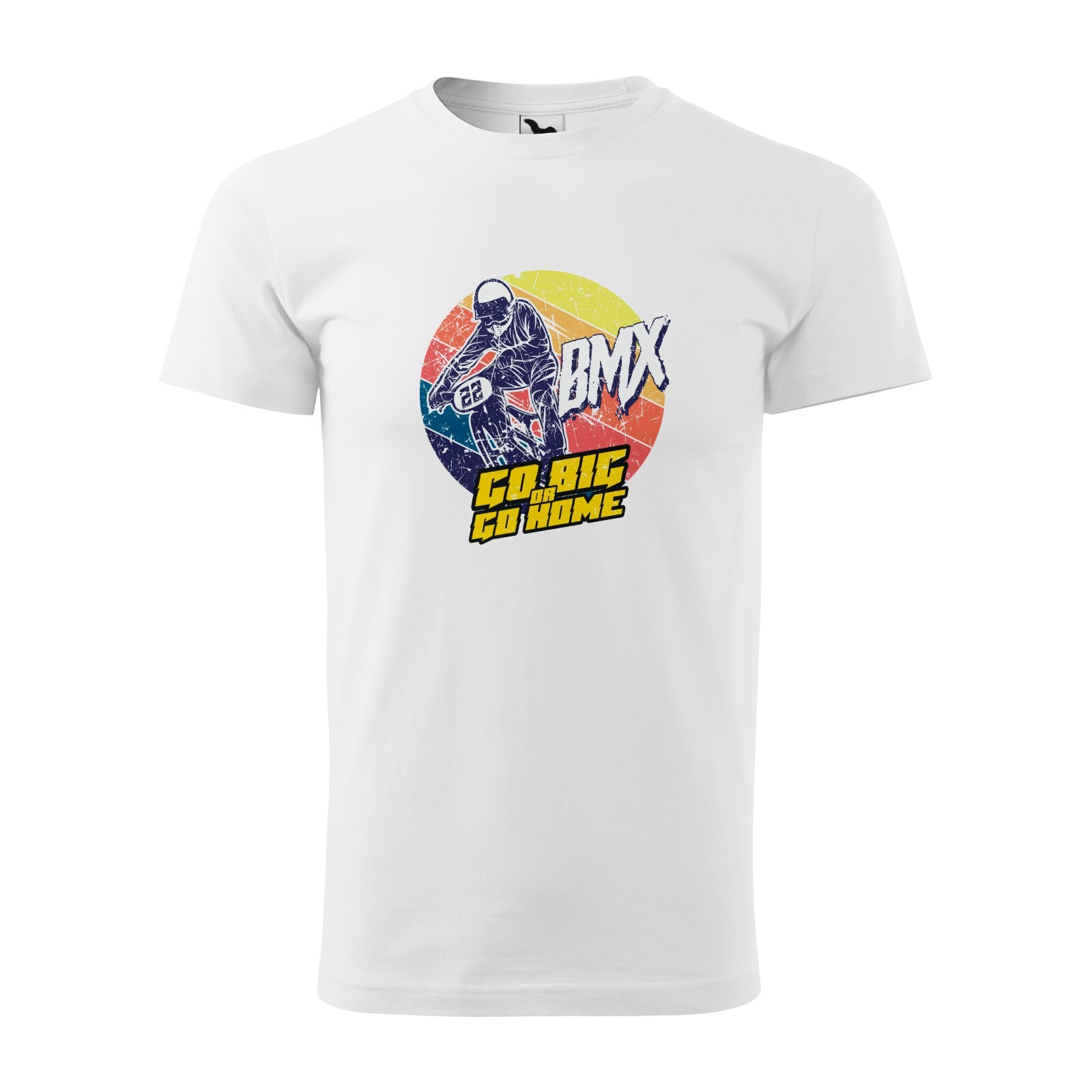 Tricou alb barbati, idee de cadou, pentru biciclisti de BMX, Go Big or Go Home, marime XS