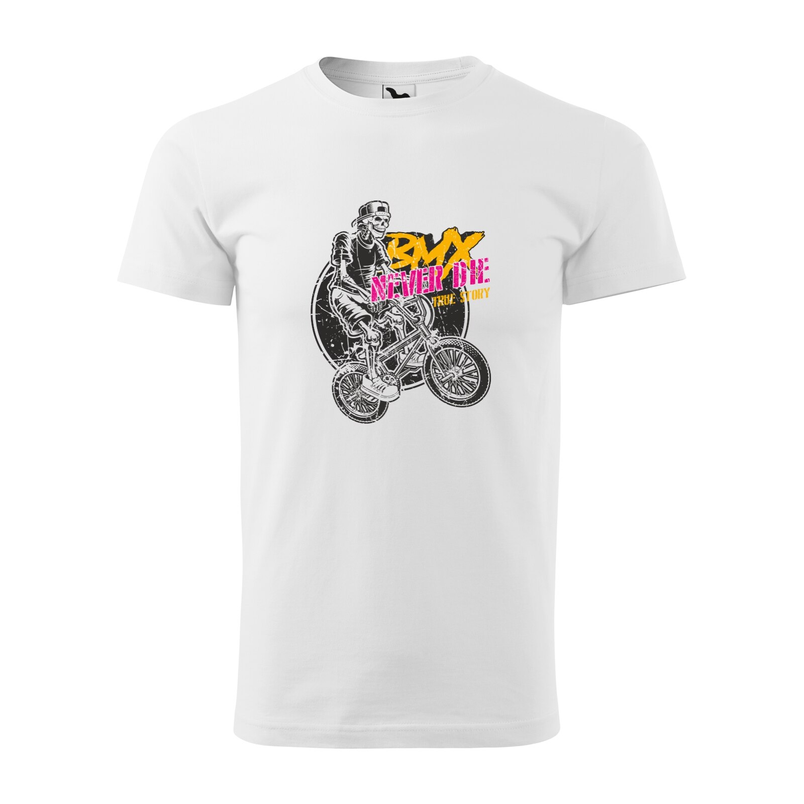 Tricou alb barbati, idee de cadou, pentru biciclisti de BMX, Never Die True Story, marime 2XL