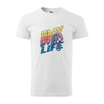 Tricou alb barbati, idee de cadou, pentru biciclisti de BMX, Life Colourfull, marime M Tricou alb barbati, idee de cadou, pentru biciclisti de BMX, Life Colourfull, marime M