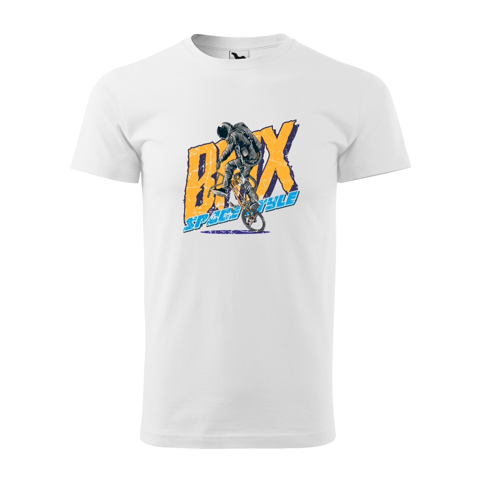 Tricou alb barbati, idee de cadou, pentru biciclisti de BMX, Space Style2, marime M