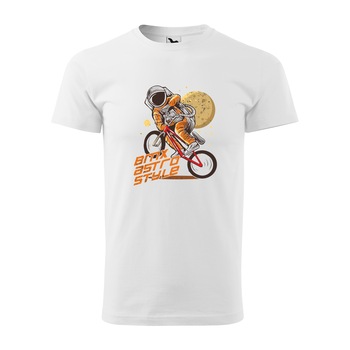 Tricou alb barbati, idee de cadou, pentru biciclisti de BMX, AstroStyle, marime M