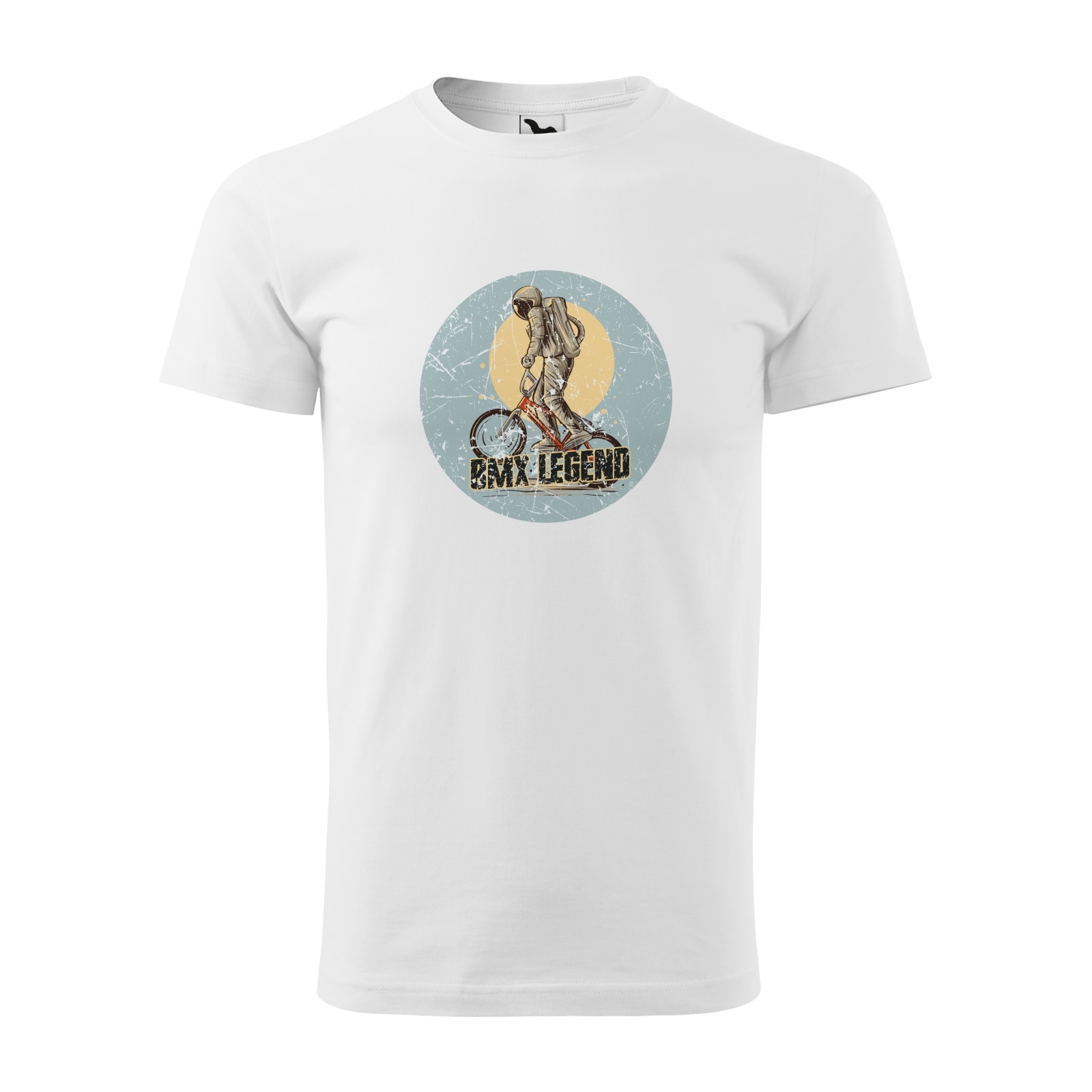 Tricou alb barbati, idee de cadou, pentru biciclisti de BMX, Moon Legend, marime M