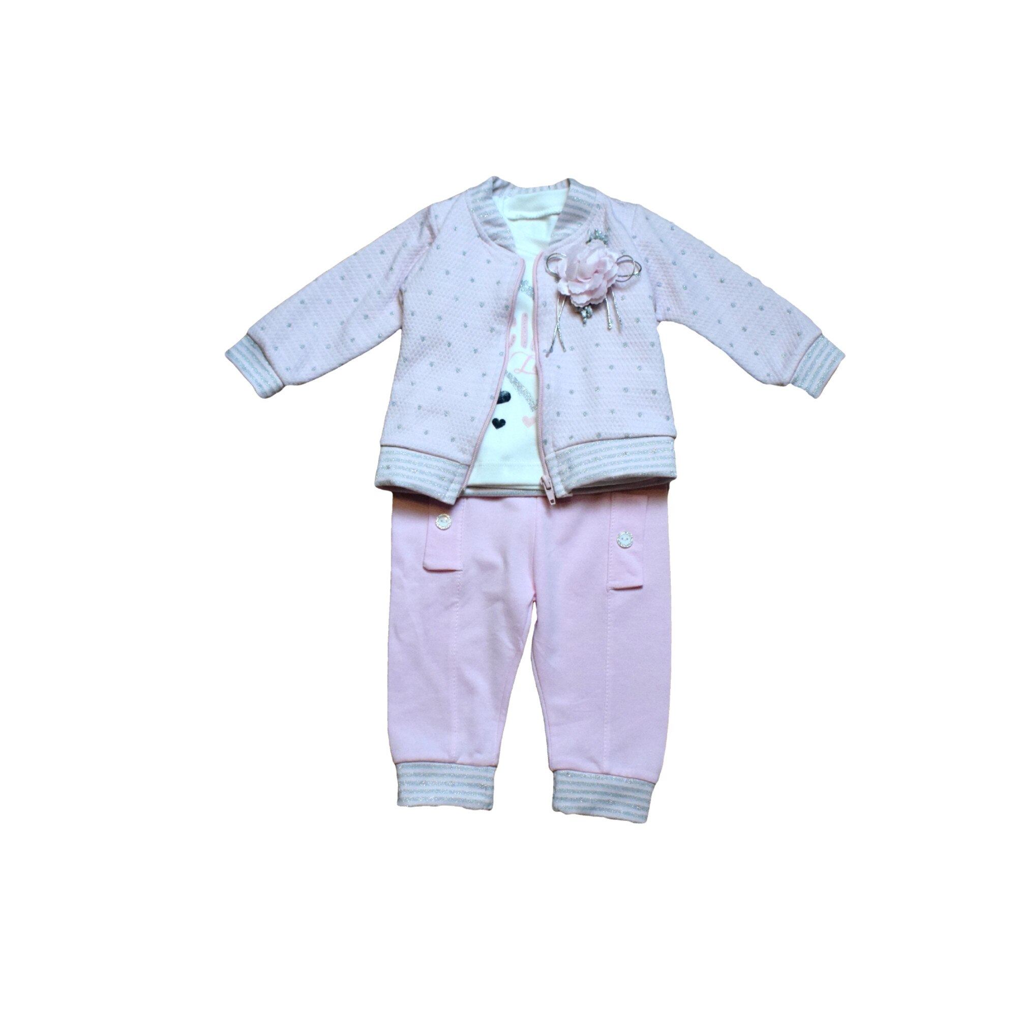 Compleu copii roz cu picatele, CrackerBabyKids, 12 luni - eMAG.ro