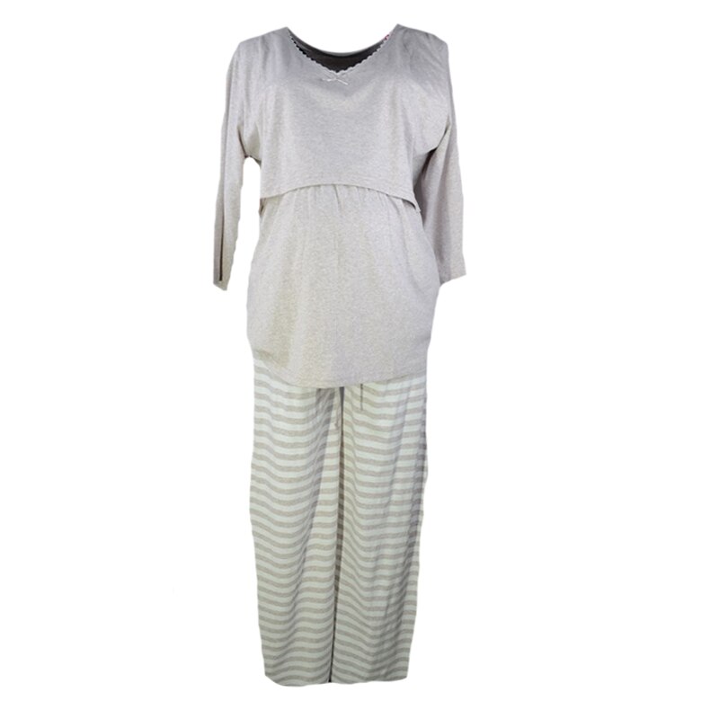 Pijama pentru gravide si alaptat Vienetta CMV-8, Gri, 2XL