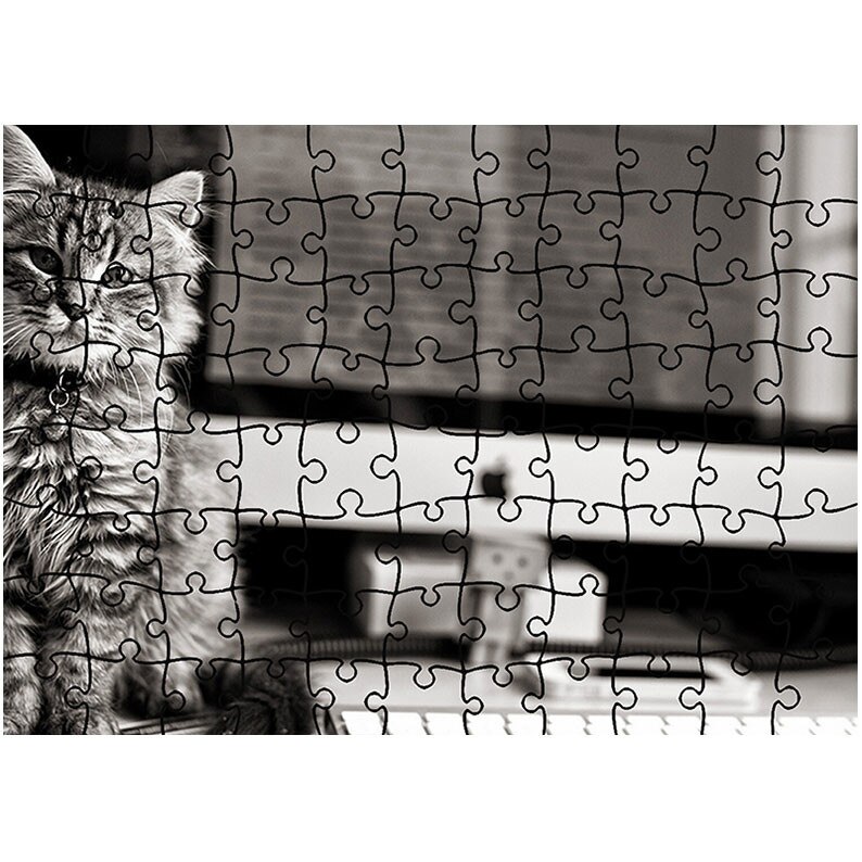 Puzzle Heartwork 96 piese, Pisica la calculator, Latime 40,5 cm x Inaltime 28,5 cm