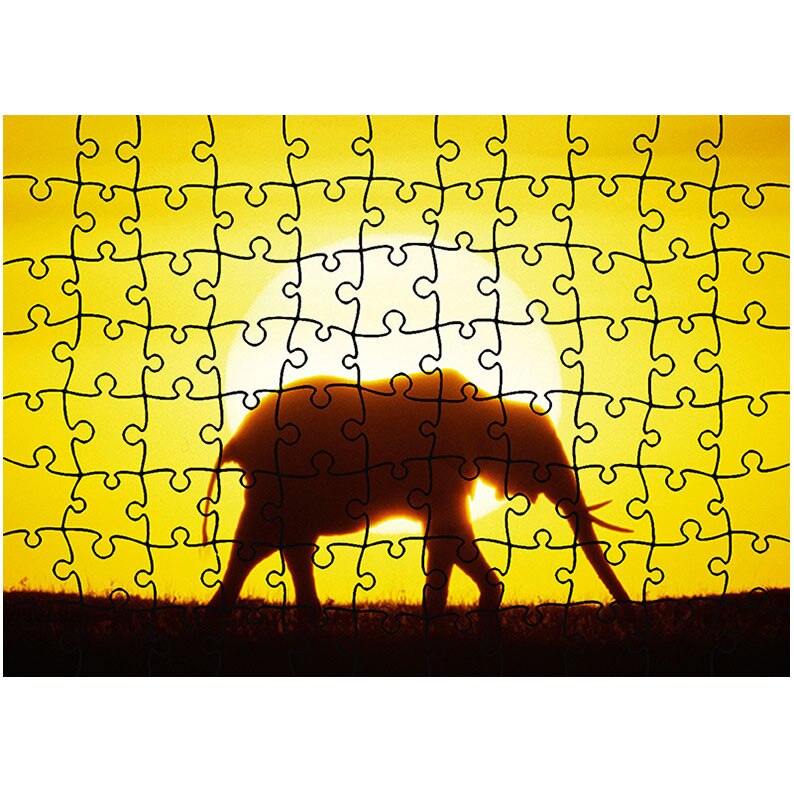 Puzzle Heartwork 96 piese, Elefant la apus, Latime 40,5 cm x Inaltime 28,5 cm