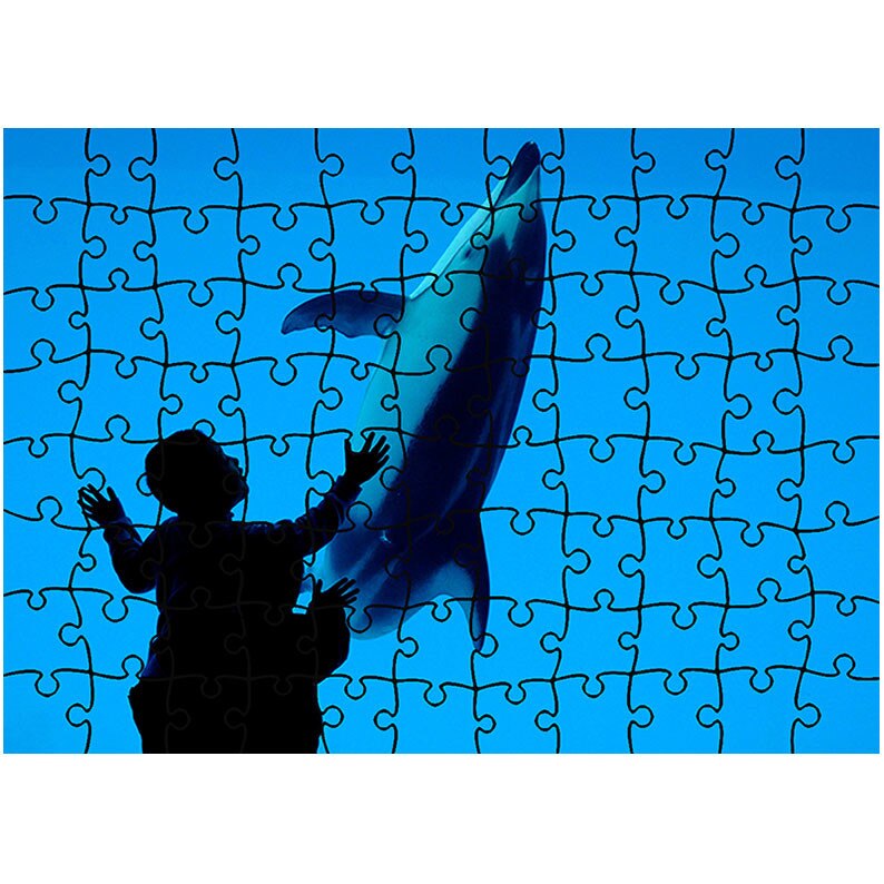 Puzzle Heartwork 96 piese, Copil si delfin, Latime 40,5 cm x Inaltime 28,5 cm