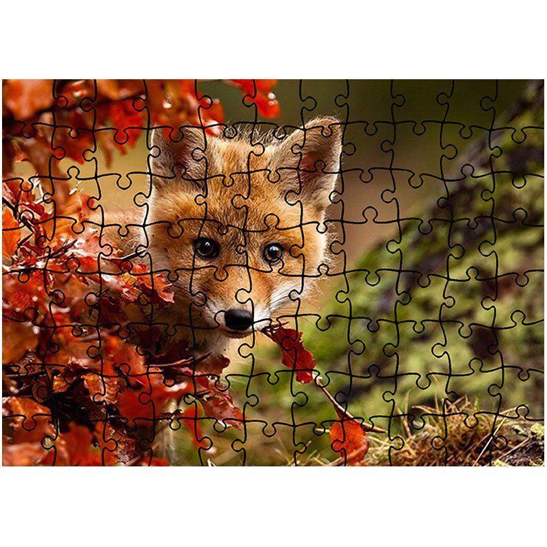 Puzzle Heartwork 96 piese, Vulpe timida, Latime 40,5 cm x Inaltime 28,5 cm