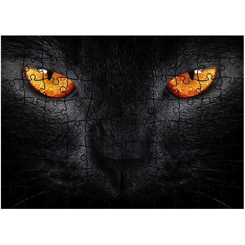 Puzzle Heartwork 96 piese, Privirea unei pisici negre, Latime 40,5 cm x Inaltime 28,5 cm