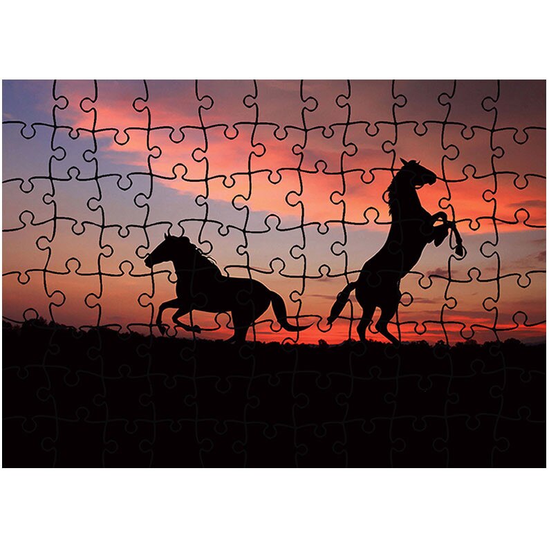 Puzzle Heartwork 96 piese, Cai pe camp la apus, Latime 40,5 cm x Inaltime 28,5 cm