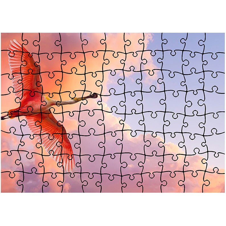 Puzzle Heartwork 96 piese, Pasare roz in zbor, Latime 40,5 cm x Inaltime 28,5 cm