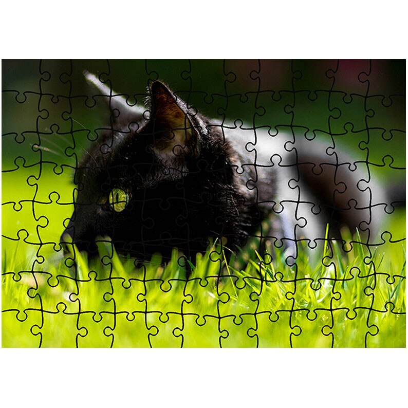 Puzzle Heartwork 96 piese, Pisica in iarba, Latime 40,5 cm x Inaltime 28,5 cm