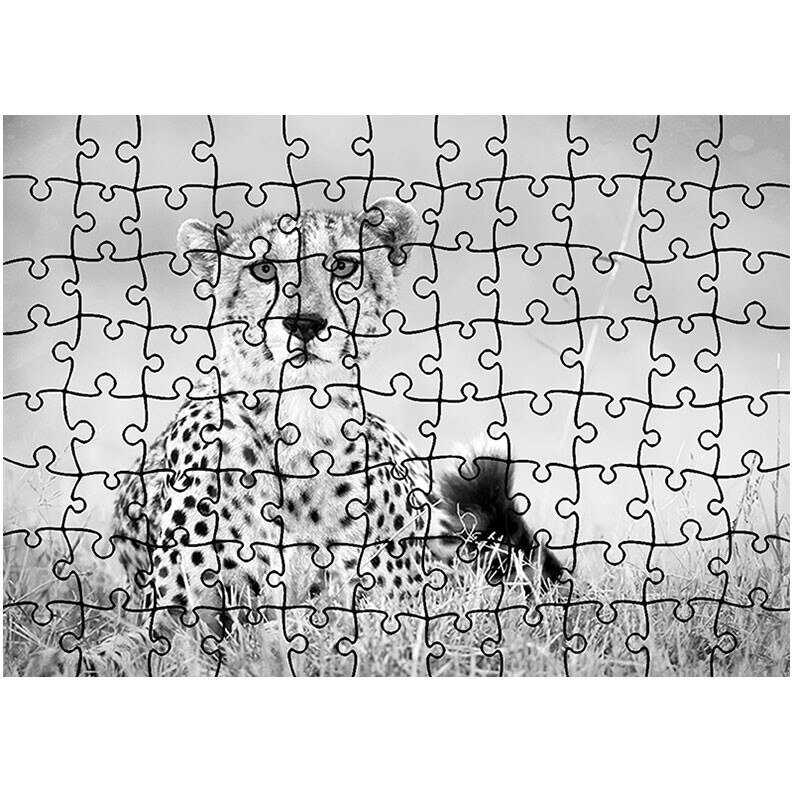 Puzzle Heartwork 96 piese, Leopard Alb Negru, Latime 40,5 cm x Inaltime 28,5 cm
