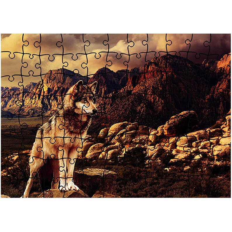 Puzzle Heartwork 96 piese, Lup in desert, Latime 40,5 cm x Inaltime 28,5 cm
