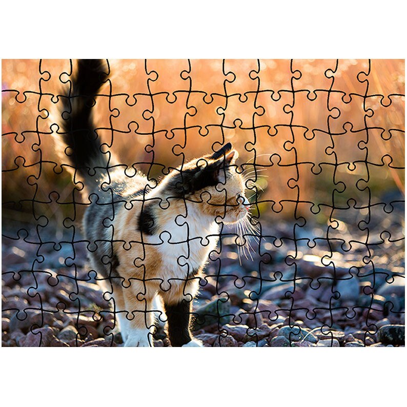 Puzzle Heartwork 96 piese, Pisica in gradina, Latime 40,5 cm x Inaltime 28,5 cm