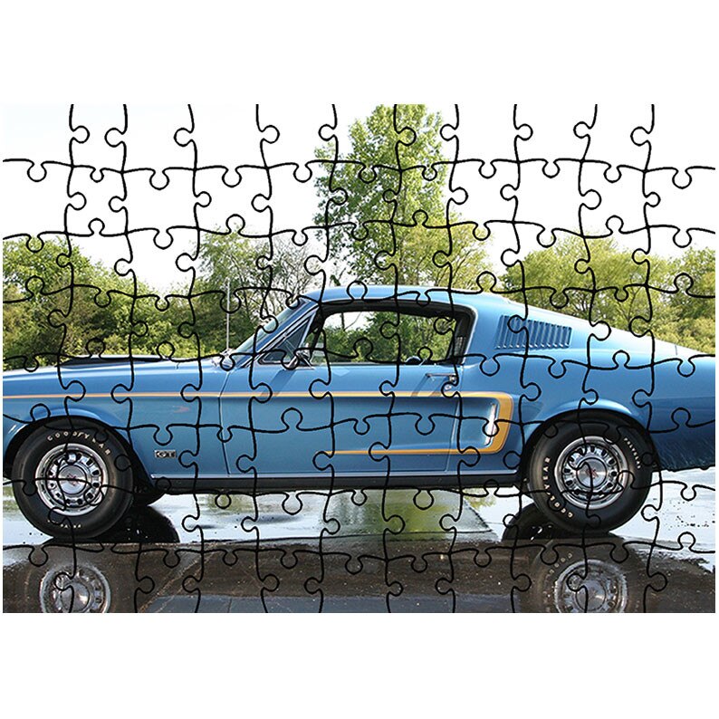Puzzle Heartwork 96 piese, Ford Mustang GT Fastback 1968, Latime 40,5 cm x Inaltime 28,5 cm
