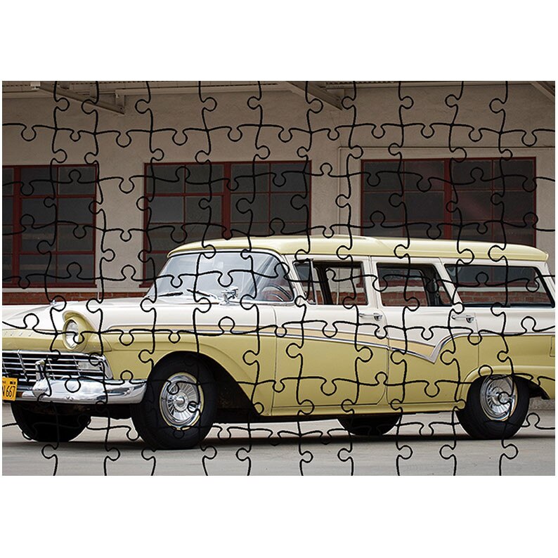 Puzzle Heartwork 96 piese, 1957 Ford 6-Passenger Country Sedan, Latime 40,5 cm x Inaltime 28,5 cm