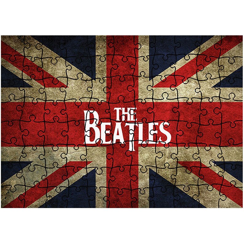 Puzzle Heartwork 96 piese, The Beatles si Steagul Angliei, Latime 40,5 cm x Inaltime 28,5 cm