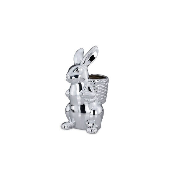 Decoratiune argintata, Azay, iepure cu cosulet, 26 cm