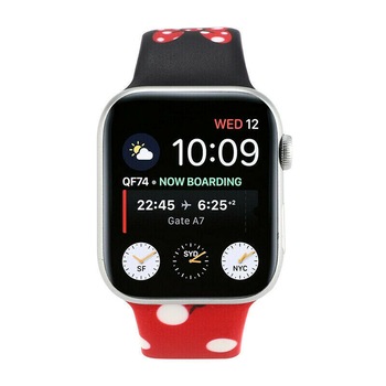 Curea pentru Apple Watch 2/3/4/5/6,Compatibil pentru toate Apple Watch, Silicon cu print, Display 44 mm, Rosu cu Negru Disney