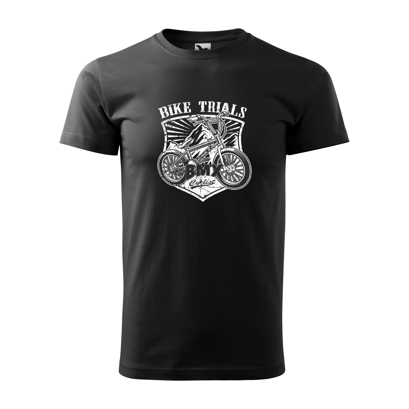 Tricou negru barbati, idee de cadou, pentru biciclisti de BMX, Cyclist Trials, marime L