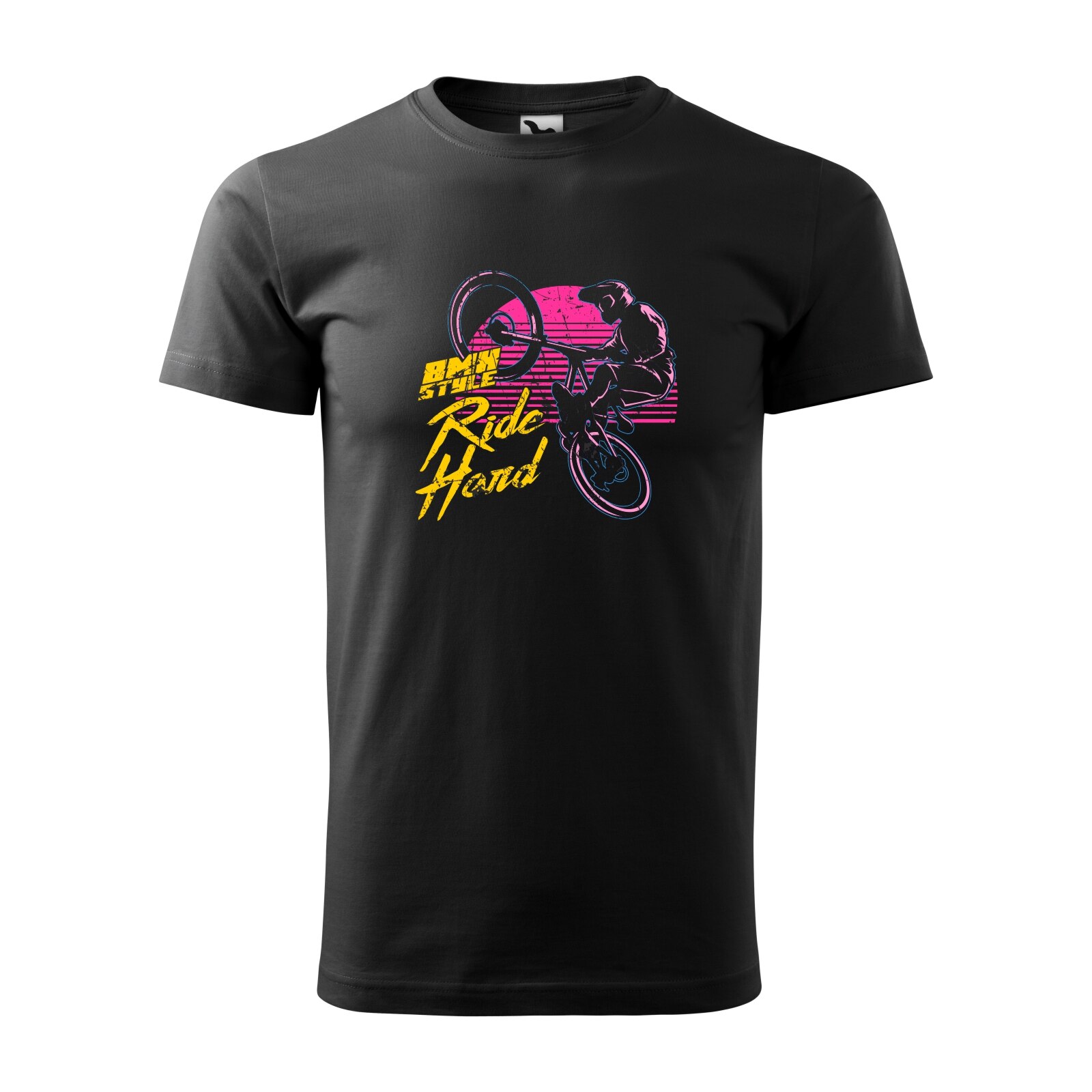 Tricou negru barbati, idee de cadou, pentru biciclisti de BMX, Style Ride Hard, marime 2XL