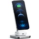 Incarcator si stand wireless magnetic Satechi 2 in 1 compatibil cu iPhone 12/13, AirPods Pro, cablu USB-C inclus, Alb