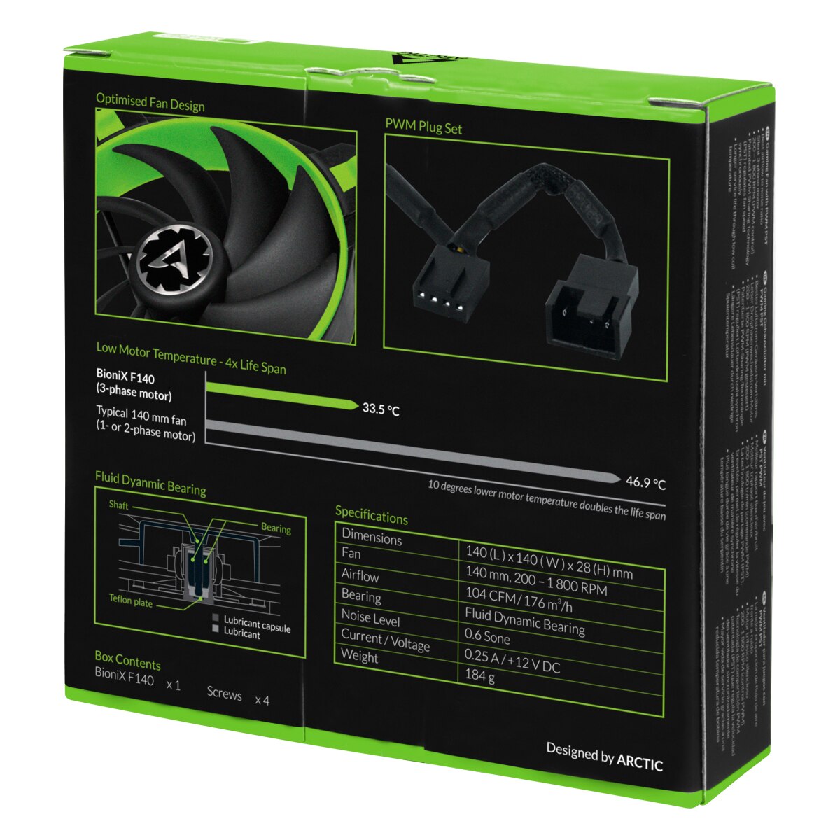 ARCTIC BioniX F140 PWM ventilátor, 140 mm, zöld - eMAG.hu