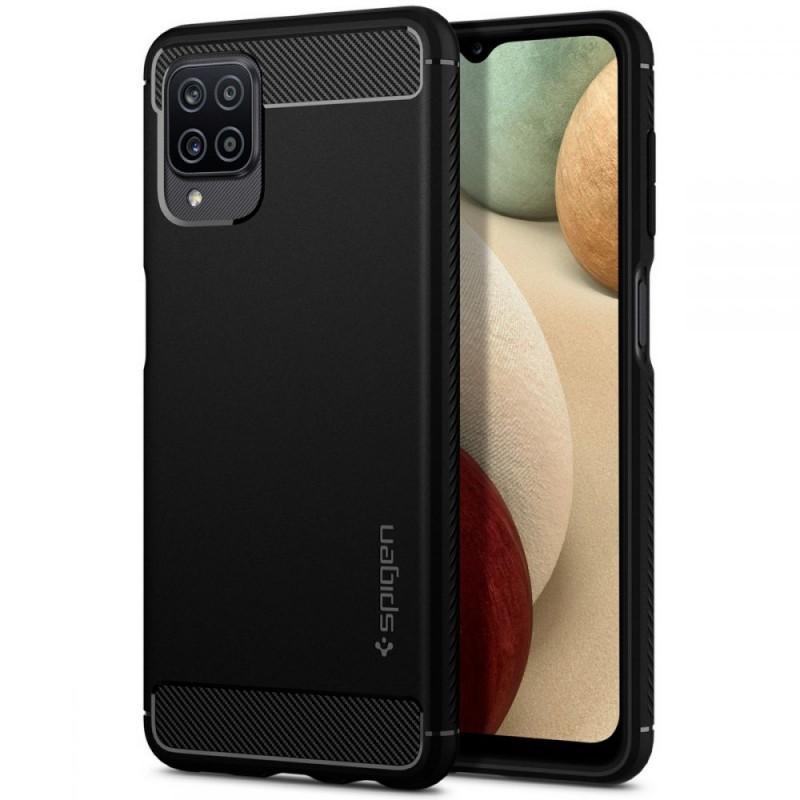 Carcasa Spigen Rugged Armor compatibila cu Samsung Galaxy A12 (2020/2021) Matte Black