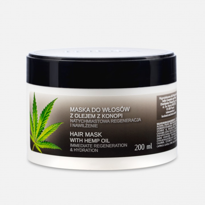 Masca de par, India Cosmetics, with Hemp Oil, Regeneration & Hydration, 200 ml