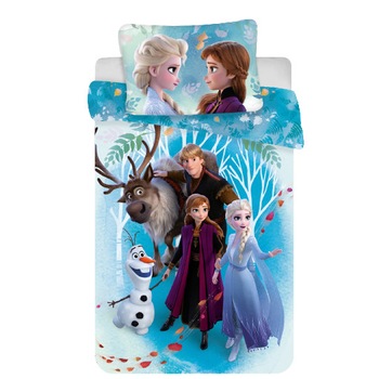 Lenjerie de pat copii, Frozen 2 piese albastra toate personajele 100x135 cm, 40x60 cm Lenjerie de pat copii, Frozen 2 piese albastra toate personajele 100x135 cm, 40x60 cm