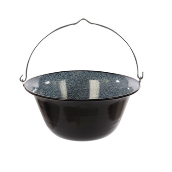 Ceaun Landmann emailat, Argintiu/Negru, pentru gatit in aer liber, 22 L Ceaun Landmann emailat, Argintiu/Negru, pentru gatit in aer liber, 22 L