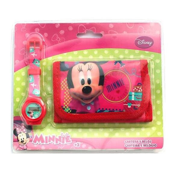 Set ceas si portofel Minnie roz