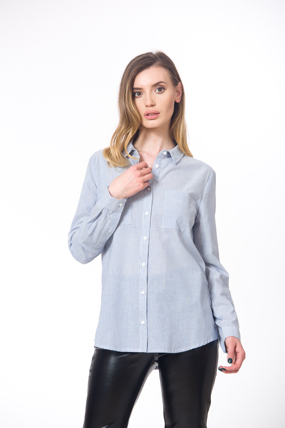 Camasa BE YOU cu dungi model clasic, Alb/Albastru