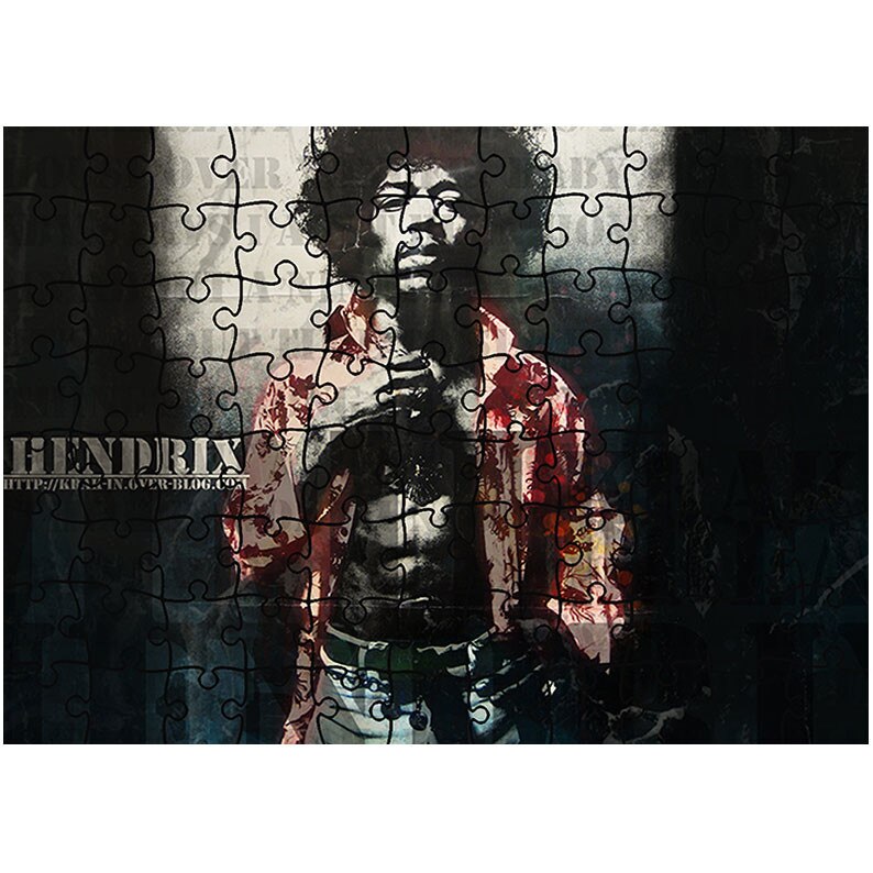 Puzzle Heartwork 96 piese, Ipostaza cu Jimi Hendrix, Latime 40,5 cm x Inaltime 28,5 cm