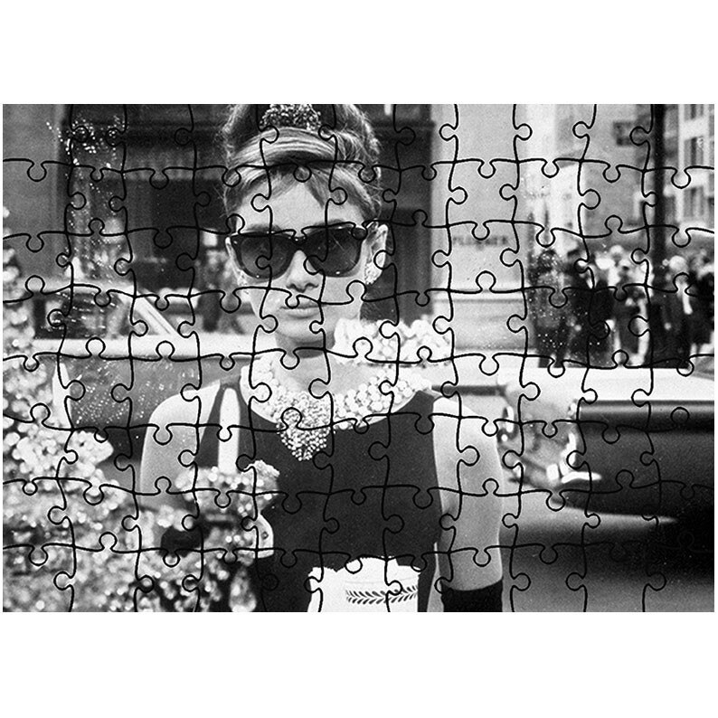 Puzzle Heartwork 96 piese, Fotografie Vintage cu Audrey Hepburn, Latime 40,5 cm x Inaltime 28,5 cm