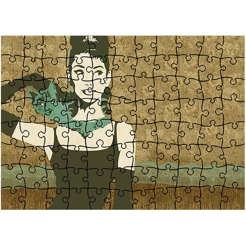 Puzzle Heartwork 96 piese, Desen Audrey Hepburn, Latime 40,5 cm x Inaltime 28,5 cm