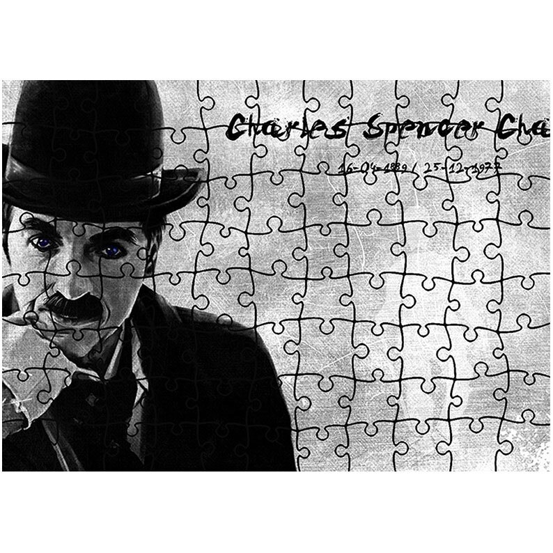 Puzzle Heartwork 96 piese, Afis Charlie Chaplin, Latime 40,5 cm x Inaltime 28,5 cm