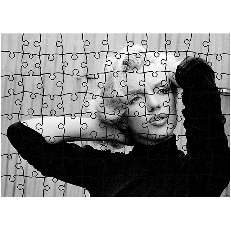 Puzzle Heartwork 96 piese, Marilyn Monroe tanara Alb Negru, Latime 40,5 cm x Inaltime 28,5 cm