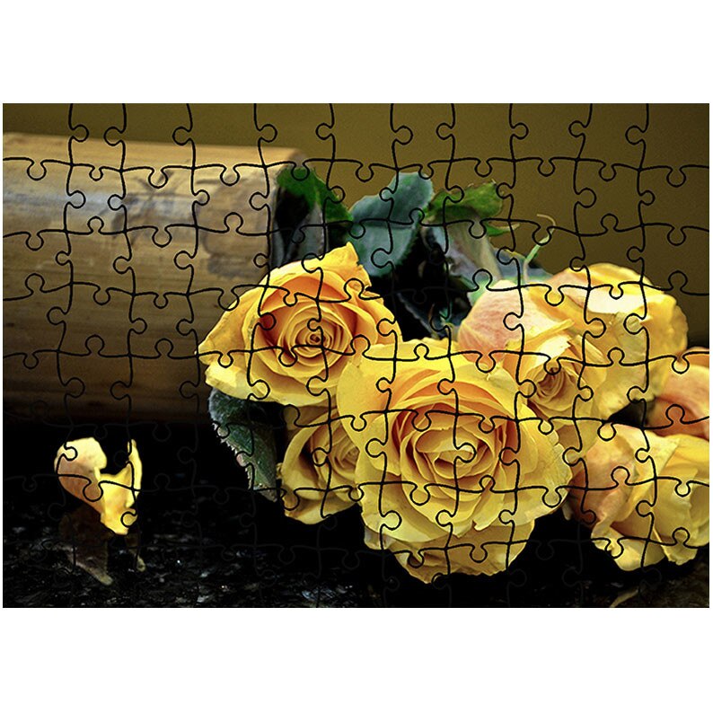 Puzzle Heartwork 96 piese, Buchet de trandafiri galbeni, Latime 40,5 cm x Inaltime 28,5 cm