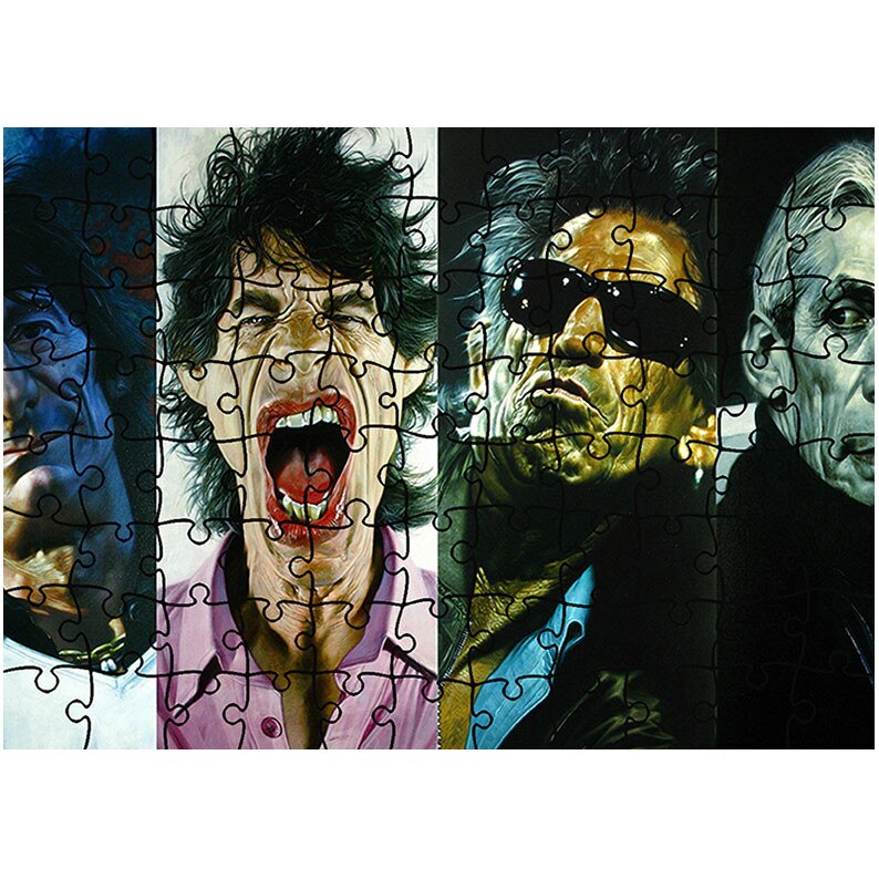 Puzzle Heartwork 96 piese, Caricatura Rolling Stones, Latime 40,5 cm x Inaltime 28,5 cm