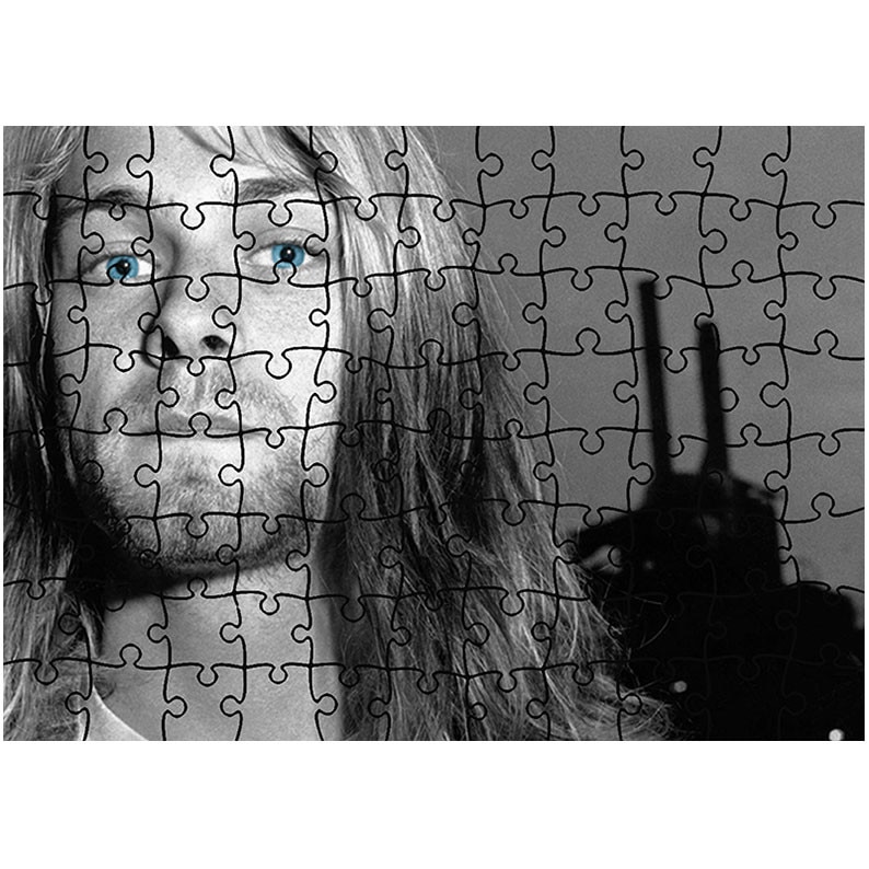 Puzzle Heartwork 96 piese, Kurt Cobain Alb Negru, Latime 40,5 cm x Inaltime 28,5 cm