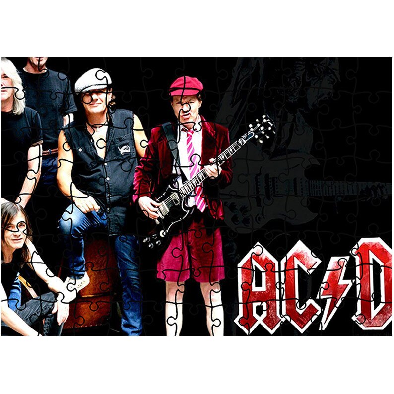 Puzzle Heartwork 96 piese, Portret al formatiei ACDC, Latime 40,5 cm x Inaltime 28,5 cm