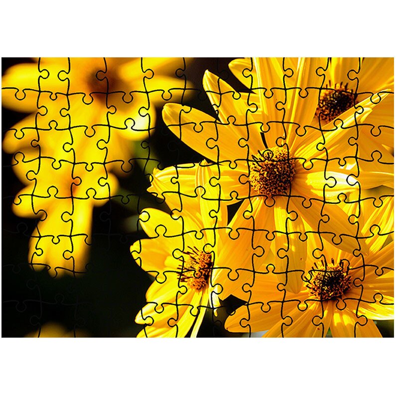Puzzle Heartwork 96 piese, Floricele galbene, Latime 40,5 cm x Inaltime 28,5 cm