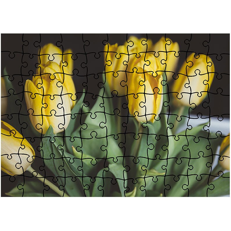 Puzzle Heartwork 96 piese, Buchet lalele galbene, Latime 40,5 cm x Inaltime 28,5 cm