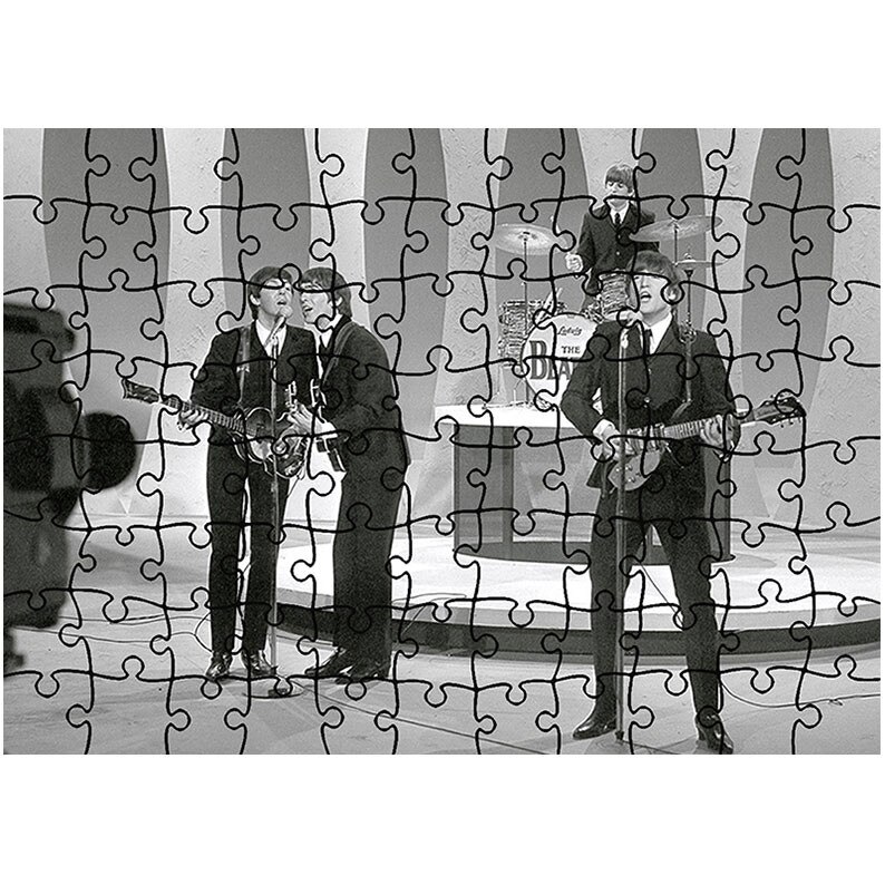 Puzzle Heartwork 96 piese, The Beatles la Televizor, Latime 40,5 cm x Inaltime 28,5 cm
