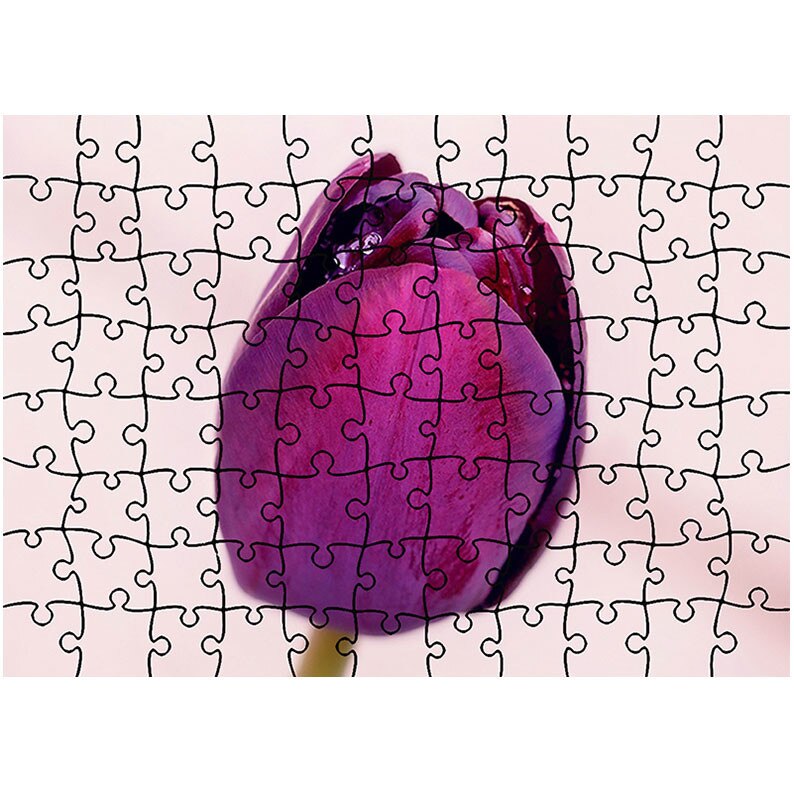 Puzzle Heartwork 96 piese, Fir de lalea violet plouat, Latime 40,5 cm x Inaltime 28,5 cm