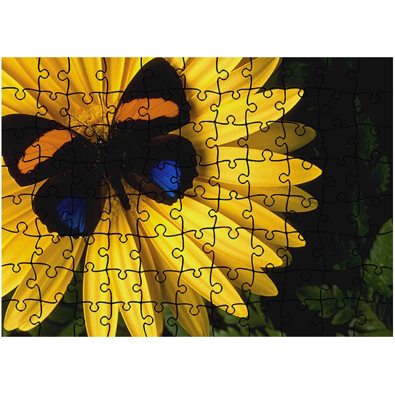 Puzzle Heartwork 96 piese, Fluture pe floare, Latime 40,5 cm x Inaltime 28,5 cm