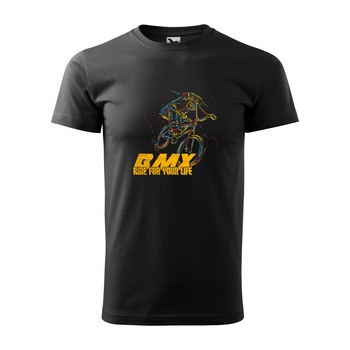 Tricou negru barbati, idee de cadou, pentru biciclisti de BMX, Ride for Your Life, marime S